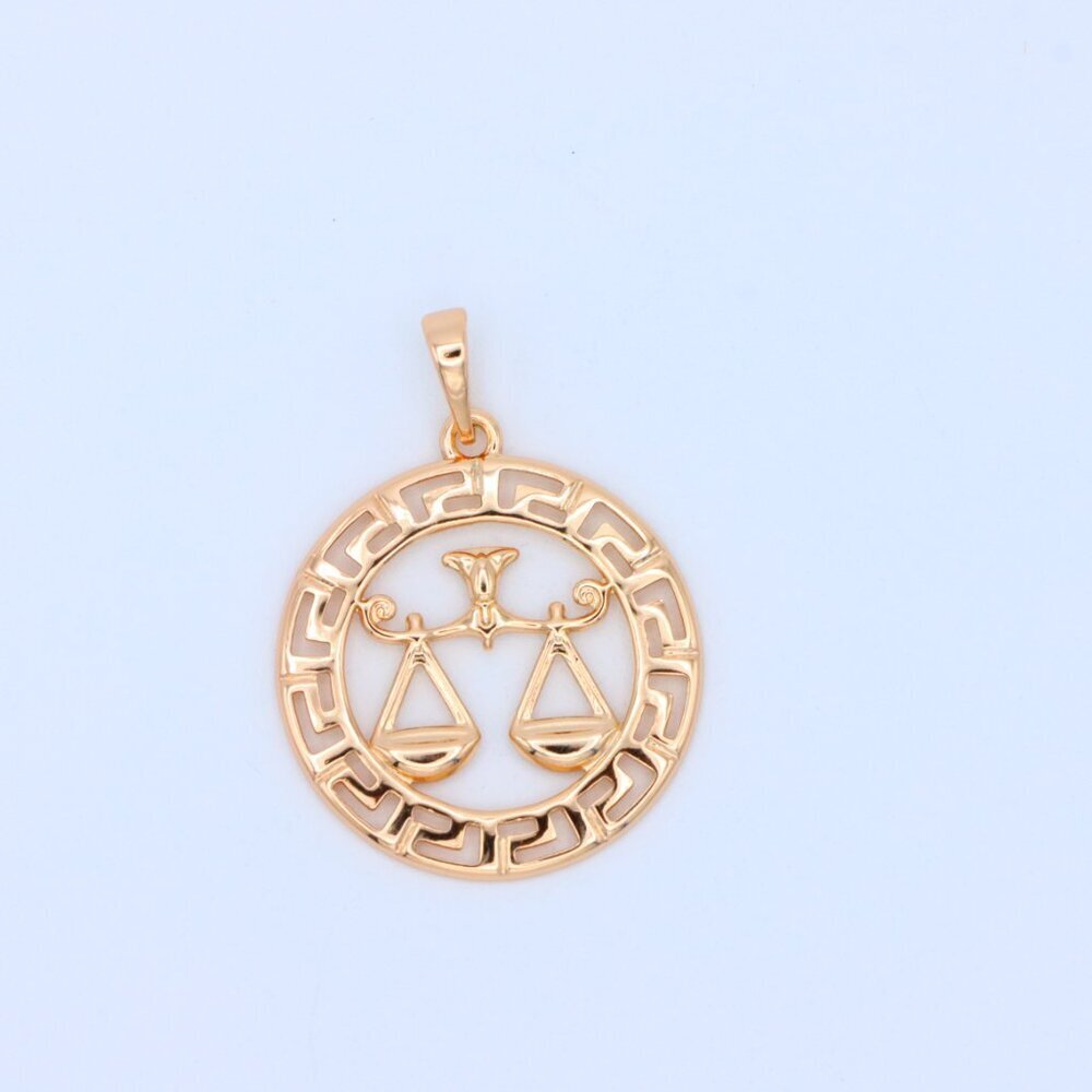 "Libra Zodiac Sign Rose Gold Pendant in Gold Plated Brass, XPPT1334 - Picture 11 of 13